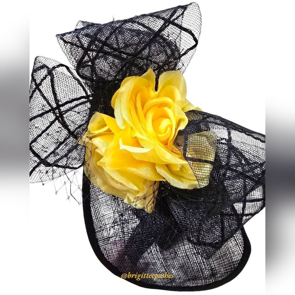 GIOVANNIO New York Black/Yellow Fascinator - Picture 10 of 12
